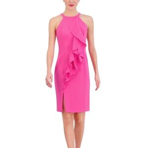 Womens Ruffled Crepe Bodycon Dress XS New